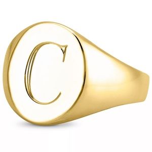 Sarah Chloe Initial C Signet Ring in 14K Gold-Plated Sterling Silver size 6